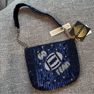NWT Viral Made in India Bag Go Team Football Beaded Bag with Sequins - Blue